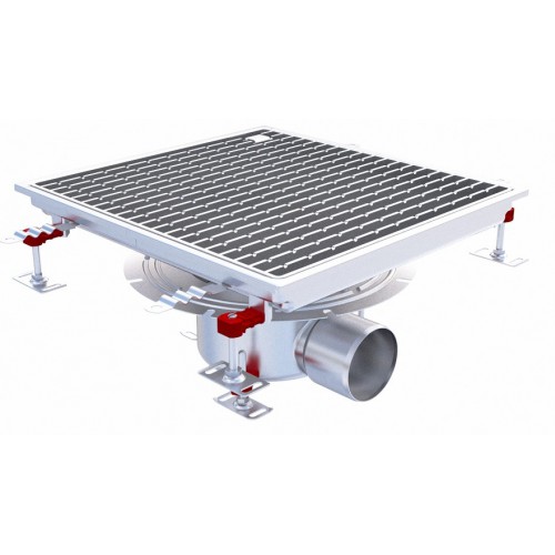 Siphon téléscopique Epur HygieneFirst avec grilles inox 500 x 500 mm sortie horizontale centrée Ø 110 mm R50 Siphon téléscopique Epur HygieneFirst avec grilles inox 500 x 500 mm sortie horizontale centrée Ø 110 mm R50