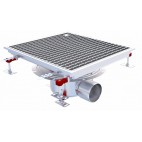 Siphon téléscopique Epur HygieneFirst avec grilles inox, 500 x 470 mm, sortie horizontale centrée, Ø 110 mm, R50