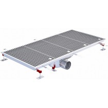 Siphon téléscopique Epur HygieneFirst avec grilles inox, 1200 x 570 mm, sortie horizontale centrée, Ø 110 mm