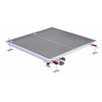Siphon téléscopique Epur HygieneFirst avec grilles inox, 800 x 770 mm, sortie horizontale centrée, Ø 110 mm