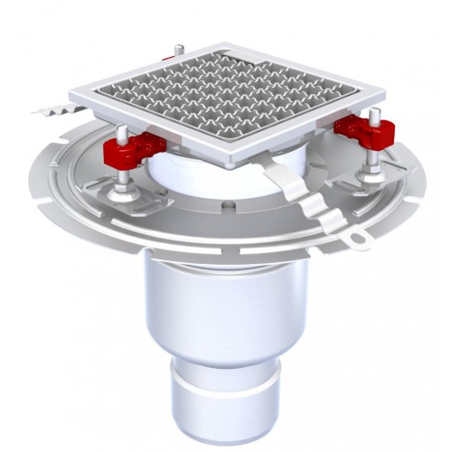 Siphon téléscopique Epur HygieneFirst avec grilles inox caillebotis 200 x 200 mm sortie verticale Ø 157 mm 4 L/s Siphon téléscopique Epur HygieneFirst avec grilles inox caillebotis 200 x 200 mm sortie verticale Ø 157 mm 4 L/s