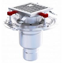 Siphon téléscopique, Epur HygieneFirst avec grilles inox, à barreaux 200 x 200 mm, sortie verticale, Ø 157 mm, 3.5 L/s