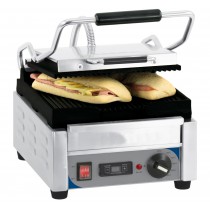 Panini grill, petit premium rainurée - rainurée, en inox, 2 000 W