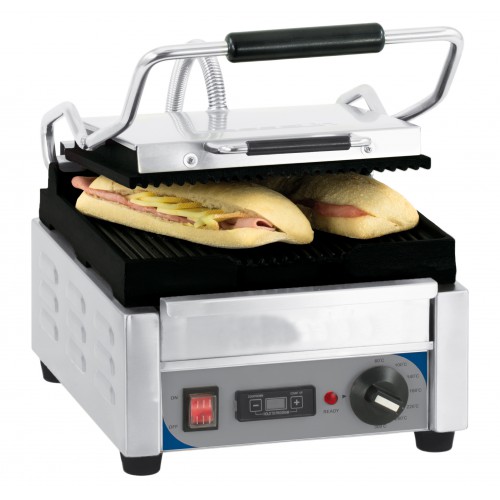 Panini grill petit premium rainurée - rainurée en inox 2 000 W Panini grill petit premium rainurée - rainurée en inox 2 000 W