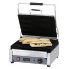 Panini grill avec timer, grand premium rainurée - rainurée, en inox, 2 400 W