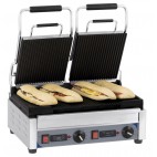 Panini grill avec timer double premium rainurée - rainurée en inox 2900 W