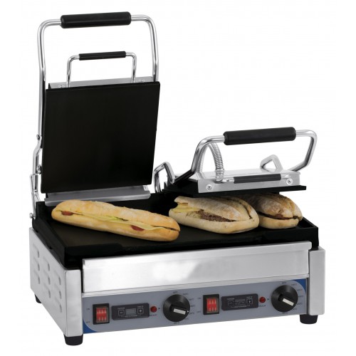 Panini grill avec timer double premium lisse en inox 2900W Panini grill avec timer double premium lisse en inox 2900W
