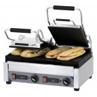 Panini grill avec timer double premium rainurée-lisse en inox 2900 W