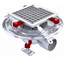 Siphon Eskis hygièneFirst avec grilles inox, 200 x 200 mm, sortie horizontale, Ø 75 mm