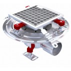 Siphon Eskis hygièneFirst avec grilles inox 200 x 200 mm sortie horizontale Ø 75 mm