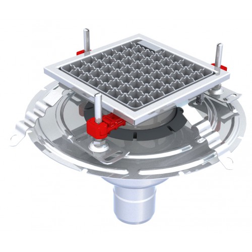 Siphon Eskis hygiène-First avec grilles inox 200 x 200 mm sortie verticale Ø 75 mm Siphon Eskis hygiène-First avec grilles inox 200 x 200 mm sortie verticale Ø 75 mm