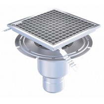 Siphon Eskis HygieneFirst avec grilles inox, 300 x 300 mm, sortie verticale, Ø 110 mm