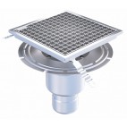 Siphon Eskis HygieneFirst avec grilles inox 300 x 300 mm sortie verticale Ø 110 mm