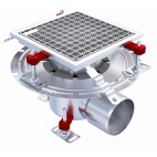 Siphon Eskis HygieneFirst avec grilles inox, 250 x 250 mm, sortie horizontale, Ø 110 mm