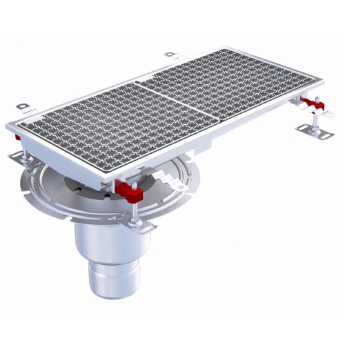 Caniveau Eskis HygieneFirst avec grilles inox 600 x 270 mm sortie verticale en bout Ø 110 mm Caniveau Eskis HygieneFirst avec grilles inox 600 x 270 mm sortie verticale en bout Ø 110 mm