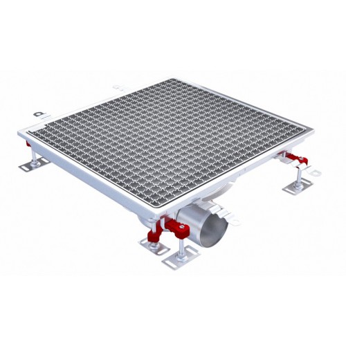 Caniveau Eskis HygieneFirst avec grilles inox 500 x 470 mm sortie horizontale centrée Ø 110 mm Caniveau Eskis HygieneFirst avec grilles inox 500 x 470 mm sortie horizontale centrée Ø 110 mm
