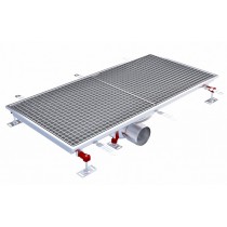 Caniveau Eskis HygieneFirst avec grilles inox, 1000 x 470 mm, sortie horizontale centrée, Ø 110 mm