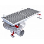 Caniveau Eskis HygieneFirst avec grilles inox 600 x 270 mm sortie horizontale en bout Ø 110 mm