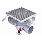 Siphon Eskis HygieneFirst avec grilles inox 300 x 300 mm sortie horizontale Ø 110 mm