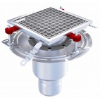 Siphon Eskis HygieneFirst avec grilles inox 250 x 250 mm sortie verticale Ø 110 mm