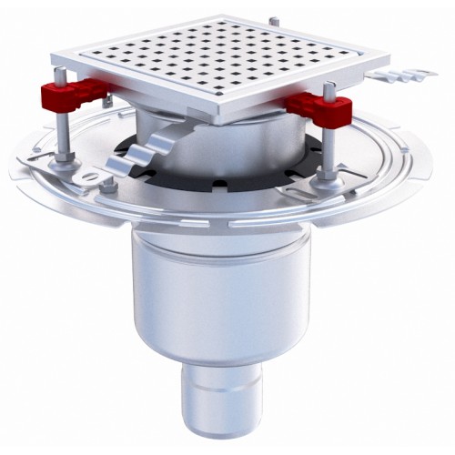 Siphon téléscopique Epur HygieneFirst avec grilles inox perforées 200 x 200 mm sortie verticale, Ø 157 mm 3 L/s Siphon téléscopique Epur HygieneFirst avec grilles inox perforées 200 x 200 mm sortie verticale, Ø 157 mm 3 L/s