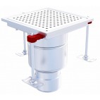 Siphon monolithique Epur HygieneFirst avec grilles inox 250 x 250 mm sortie verticale Ø 157 mm