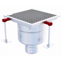 Siphon monolithique Epur HygieneFirst avec grilles inox, 300 x 300 mm, sortie verticale, Ø 157 mm