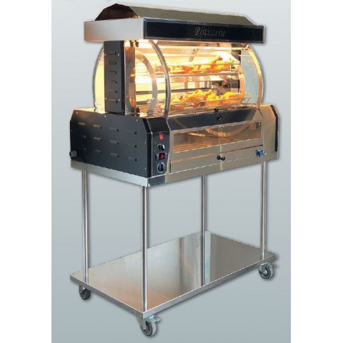 Rôtissoire professionnelle à balancelle COSMOS sur châssis inox à roulette Rôtissoire professionnelle à balancelle COSMOS sur châssis inox à roulette