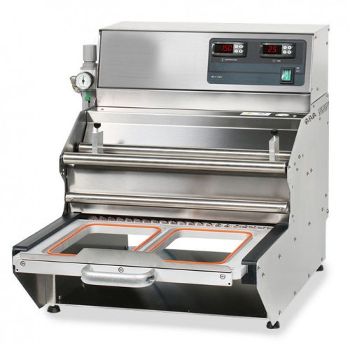 Operculeuse barquette semi-automatique en inox AISI 304 modèle BS 5 ECO sans matrice Operculeuse barquette semi-automatique en inox AISI 304 modèle BS 5 ECO sans matrice