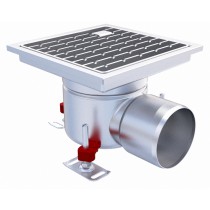 Siphon monolithique, Epur HygieneFirst avec grilles à barreaux, 250 x 250 mm, sortie horizontale, Ø 157 mm