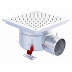 Siphon monolithique Epur HygieneFirst avec grilles perforée 300 x 300 mm sortie horizontale Ø 218 mm