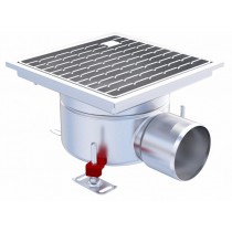 Siphon monolithique Epur HygieneFirst avec grillesà barreaux, 300 x 300 mm, sortie horizontale, Ø 218 mm
