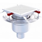 Siphon téléscopique Epur HygieneFirst avec grilles perforées 300 x 300 mm sortie verticale Ø 218 mm