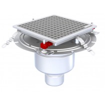Siphon téléscopique Epur HygieneFirst avec grilles caillebotis anti-dérapante, 300 x 300 mm, sortie verticale, Ø 218 mm