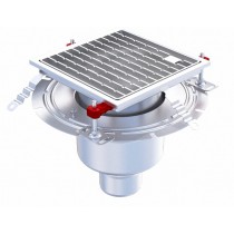 Siphon téléscopique Epur HygieneFirst avec grilles à barreaux, 300 x 300 mm, sortie verticale, Ø 218 mm