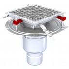 Siphon téléscopique Epur HygieneFirst avec grilles caillebotis anti-dérapantes 250 x 250 mm sortie verticale Ø 157 mm