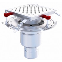 Siphon téléscopique Epur HygieneFirst avec grilles caillebotis anti-dérapante, 250 x 250 mm, sortie verticale, Ø 157 mm