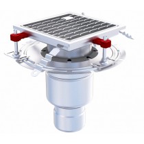 Siphon téléscopique Epur HygieneFirst avec grilles à barreaux, 250 x 250 mm, sortie verticale, Ø 157 mm