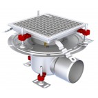 Siphon téléscopique Epur HygieneFirst avec grilles caillebotis anti-dérapantes 250 x 250 mm sortie horizontale Ø 157 mm