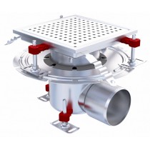 Siphon téléscopique Epur HygieneFirst avec grilles perforée, 250 x 250 mm, sortie horizontale, Ø 157 mm