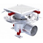 Siphon téléscopique Epur HygieneFirst avec grilles perforée, 250 x 250 mm, sortie horizontale, Ø 157 mm