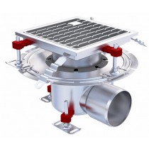 Siphon téléscopique Epur HygieneFirst avec grilles à barreaux, 250 x 250 mm, sortie horizontale, Ø 157 mm
