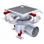 Siphon téléscopique Epur HygieneFirst avec grilles à barreaux, 250 x 250 mm, sortie horizontale, Ø 157 mm