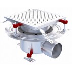 Siphon téléscopique Epur HygieneFirst avec grilles perforées 300 x 300 mm sortie horizontale Ø 218 mm