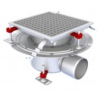 Siphon téléscopique Epur HygieneFirst avec grilles caillebotis anti-dérapante 300 x 300 mm sortie horizontale Ø 218 mm