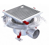 Siphon téléscopique Epur HygieneFirst avec grilles à barreaux, 300 x 300 mm, sortie horizontale, Ø 218 mm