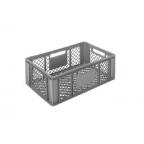 Bac de manutention, PEHD ajourés gris, L 600 x P 400 x H 220 mm, 43 L