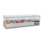 Présentoir à ingrédients réfrigéré vitré inox 38 L 125 W 4 x GN1/3 + 1 x GN1/2