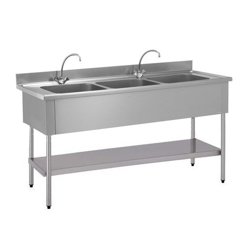 Plonge démontable avec étagère adossée 3 bacs L 1900 x l 700 x H 900 mm Plonge démontable avec étagère adossée 3 bacs L 1900 x l 700 x H 900 mm