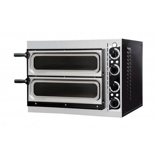 Four à pizza, éléctrique mécanique, acier inox, Basic 2/40 GLASS & LIGHT - 4 thermostats